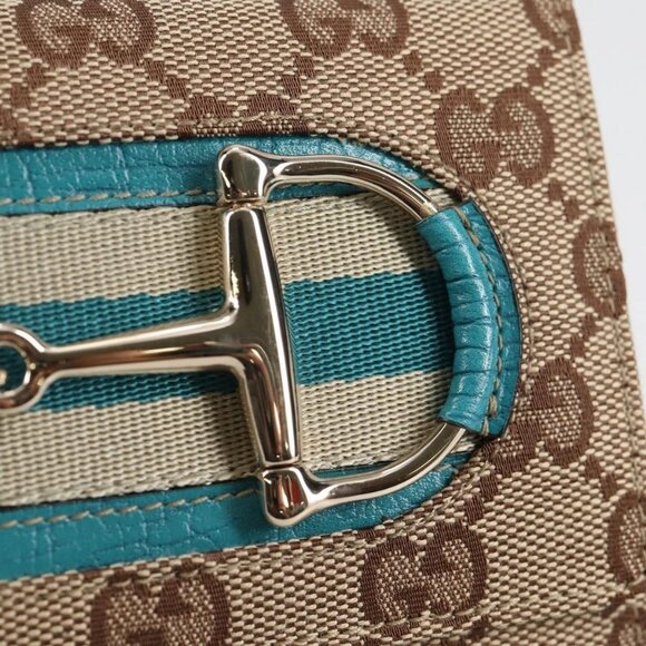 GUCCI Horsebit GG Canvas Wallet Beige Gold 138029 Auth yk19499V - Picture 9 of 16